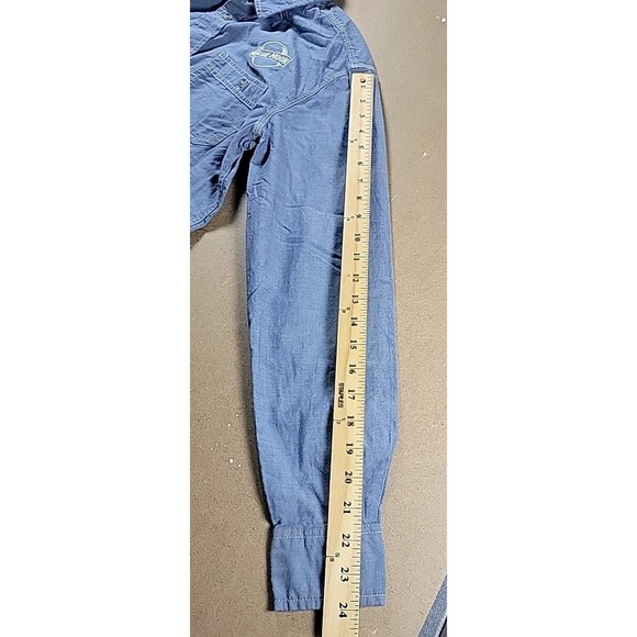 Weatherproof Vintage Shirt SMALL BLUE 100% Cotton Chambray Button BLUE MOON LOGO - Picture 7 of 10